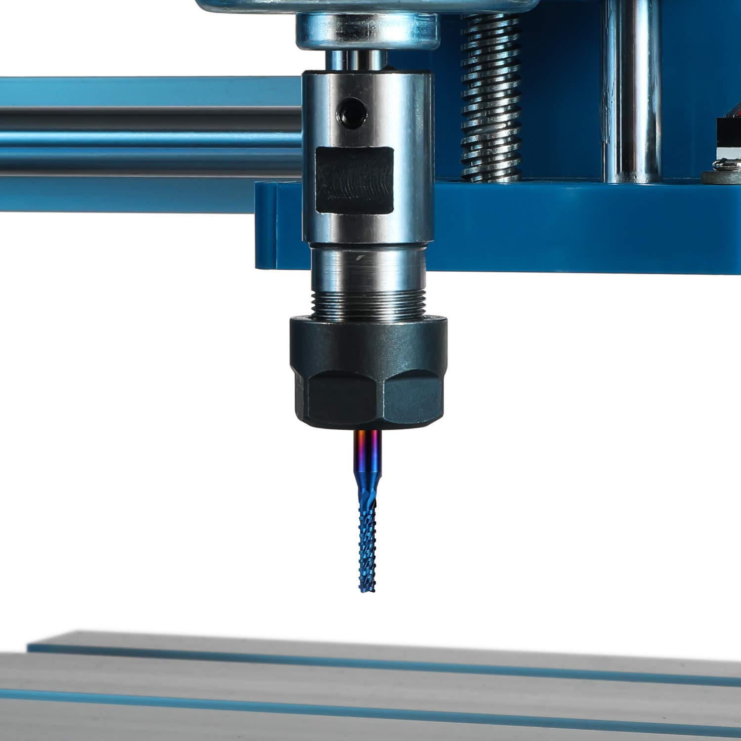 RUIMENG End Mills CNC Router Bits 1/8" Shank 2-Flute Flat Nose Ball Nose Nano Blue Titanium Coat 17mm Effective Length
