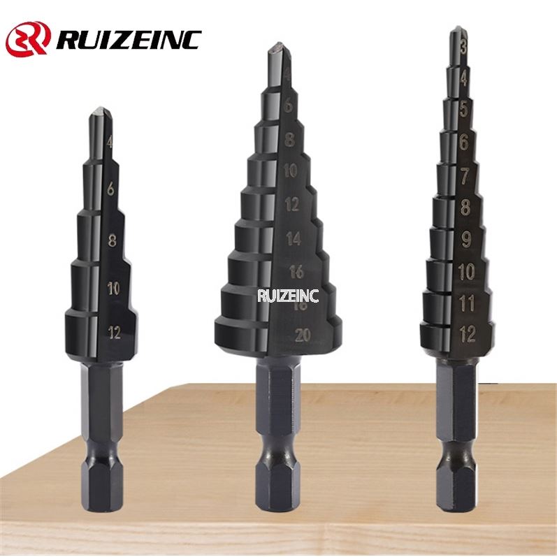 3-12/4-12/4-20mm High Speed Steel Nitrided Black/titanium Plated Small Three-piece Step Drill
