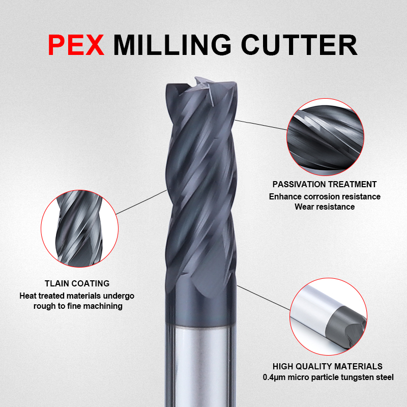 Four Flutes Corner Radius End Mill Carbide End Mills 10mm Endmill Carbide 4 Flutes 55 Hrc Milling Cutter