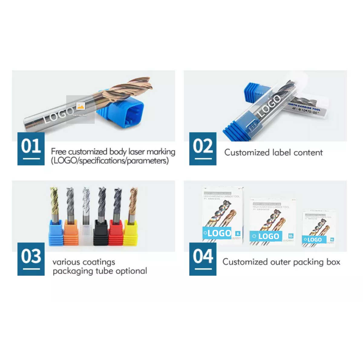Solid Carbide 4 Flute Single Teeth Thread End Mills Cutter Thread Milling Cutter with TIALN Coating