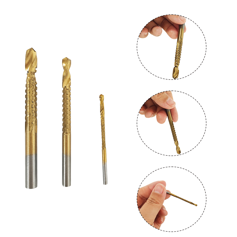 Handle Straight groove Titanium Plated Step Drill 3-12/4-12/4-20 Boxed Reaming Step Drill Pagoda Drilling Bit Set