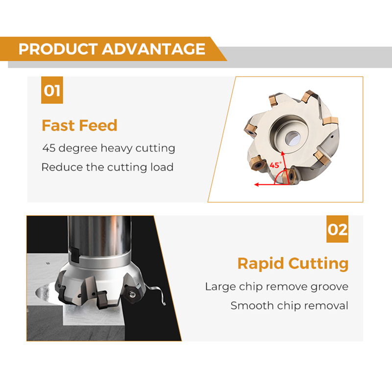 90 Degree Indexable Face Mill Cutter Use APMT APKT CNC Machining Inserts Side and Face Milling Cutter