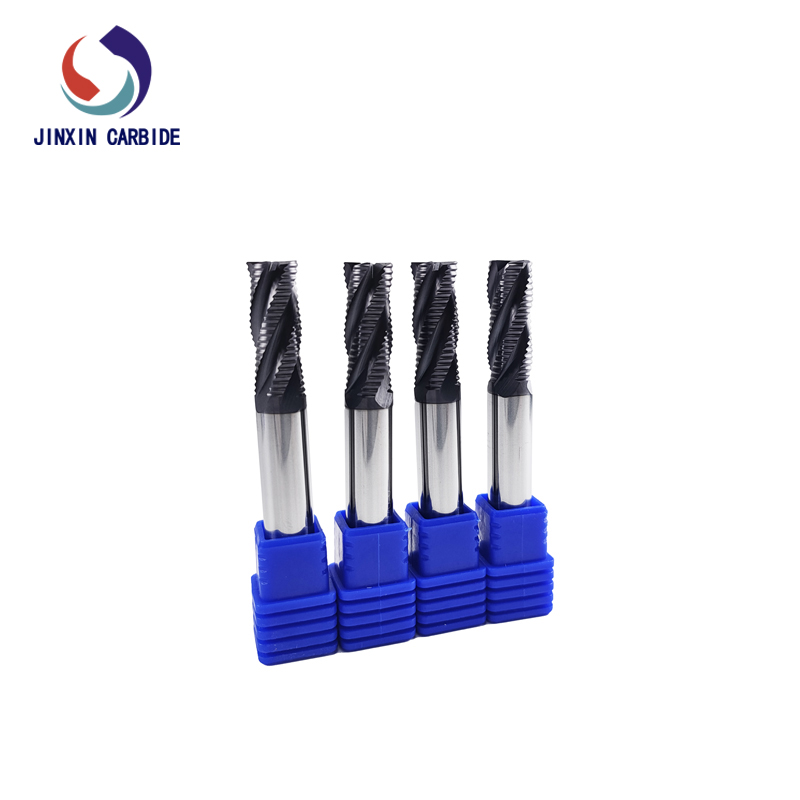 High Hardness Tungsten Carbide End Mill 12mm Wave Blade Cutters Solid Roughing CNC Mode Straight Tin-Coated OEM/ODM Customizable