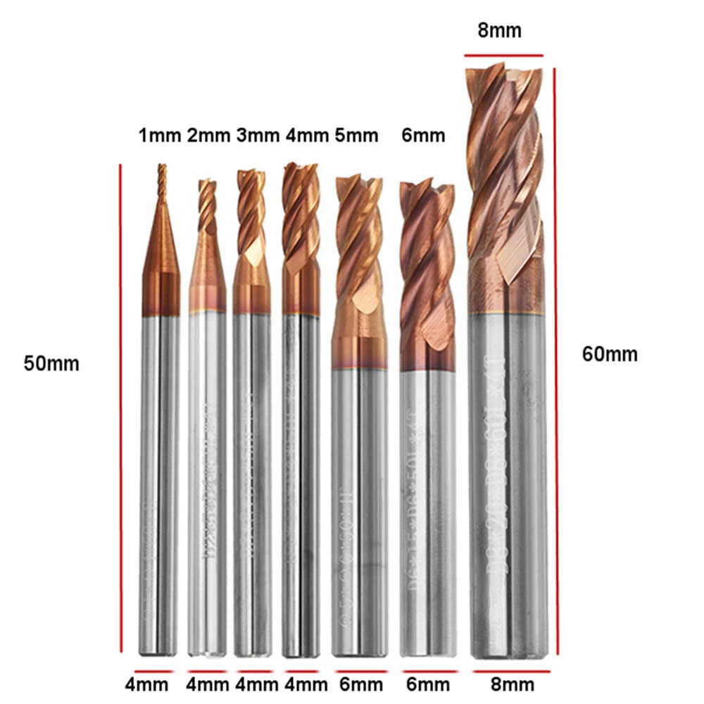 4 Mm 6mm 8mm 10mm 12mm HRC55 4 Flute Solid Carbide Flat End Mill Cutter For CNC Metal Milling