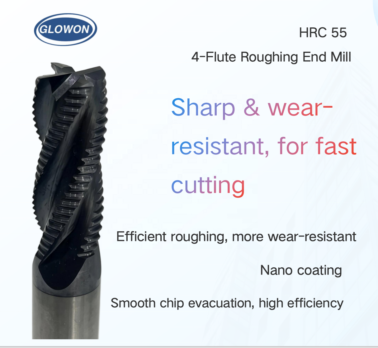 HRC55 4 Flutes Roughing End Mill Wave Edge Carbide Milling Cutter for Steel Rough Machining CNC Tool
