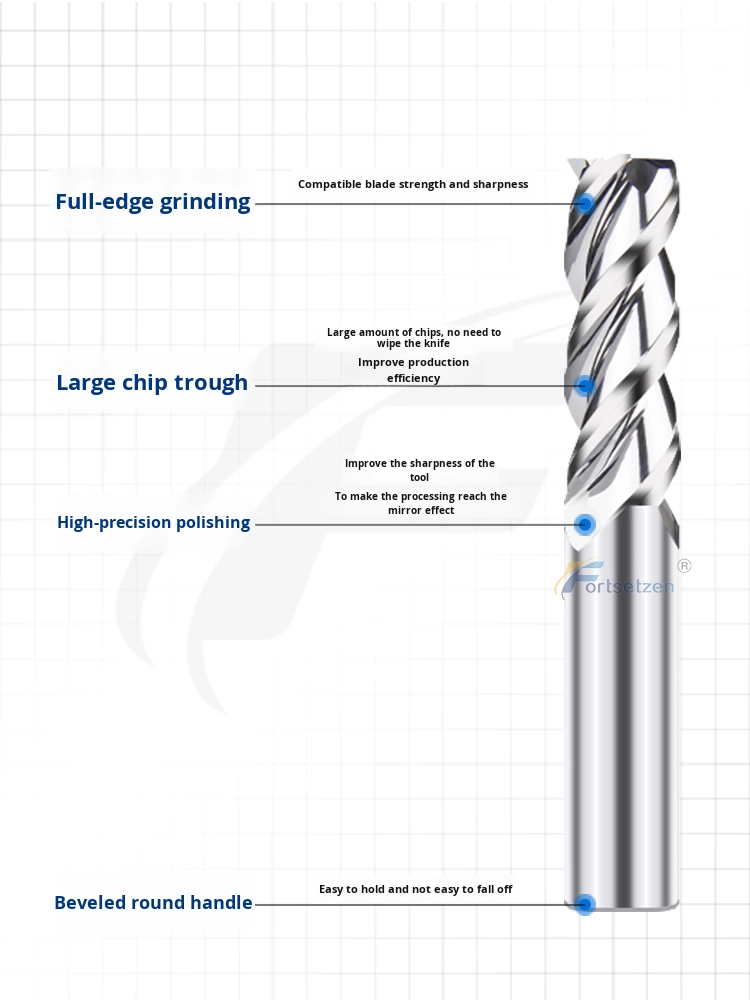 Three-Flute Carbide Milling Cutter Altin Coating Aluminum Metric Imperial 3-Flute