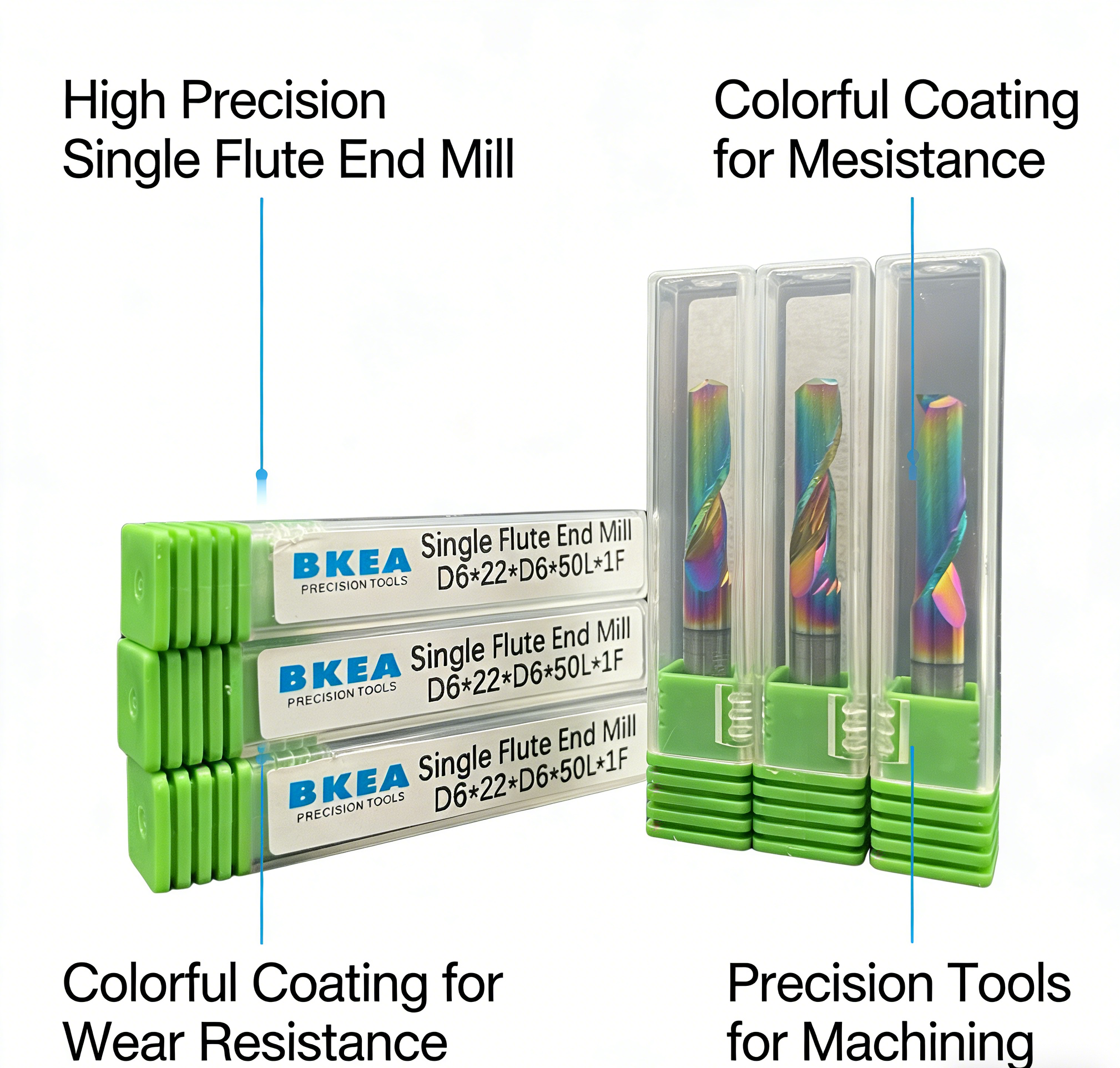 High Precision DLC Coating End Mill Aluminum High-Speed HRC 55 Solid Carbide Single Flute End Mill CNC