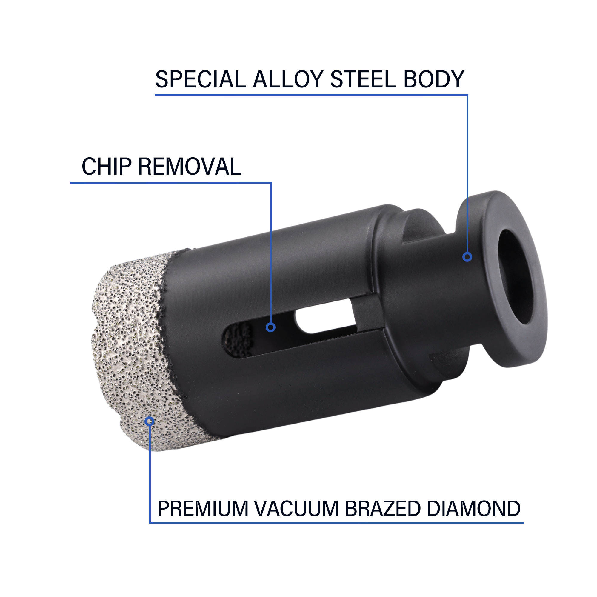 Funlin FLB001-ZT2 Diamond Core Drill Bit 60/62mm Total Length M14 Or 5/8"-11 Shank For Marble/Granite/Porcelain/Tile Drilling