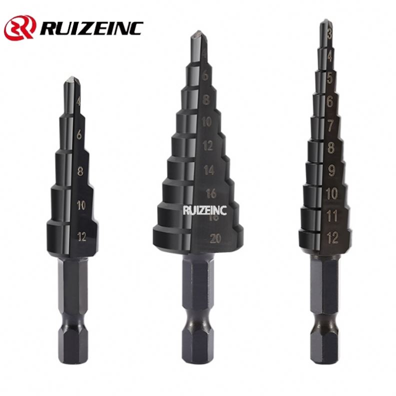 3-12/4-12/4-20mm High Speed Steel Nitrided Black/titanium Plated Small Three-piece Step Drill