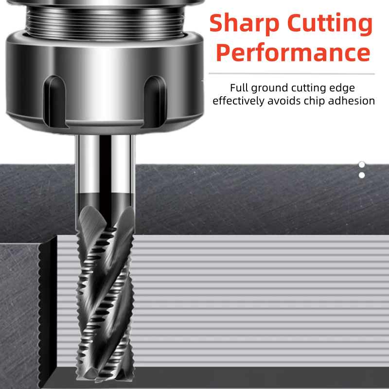 68 HRC 4-Flute Tungsten Carbide Roughing End Mill; Extended Wavy Flute Roughing End Mill (4-Flute) for Hardened Stainless Steel