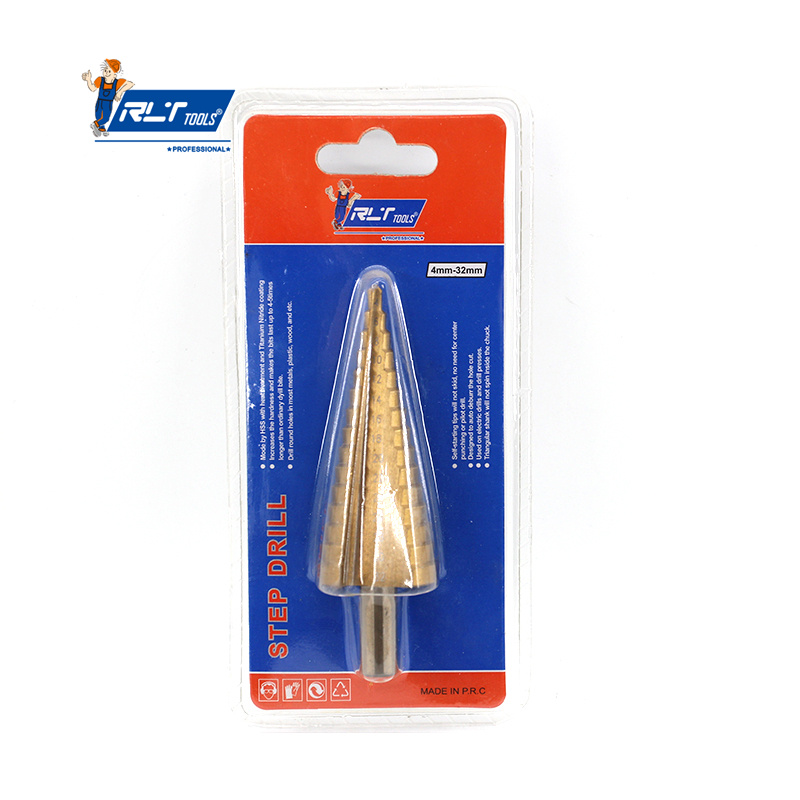 Rlt Tools Power Tools Titanium Coated Step Drill Wood Set for Metal High Speed Steel Hole Cutter Step Cone Center Drills