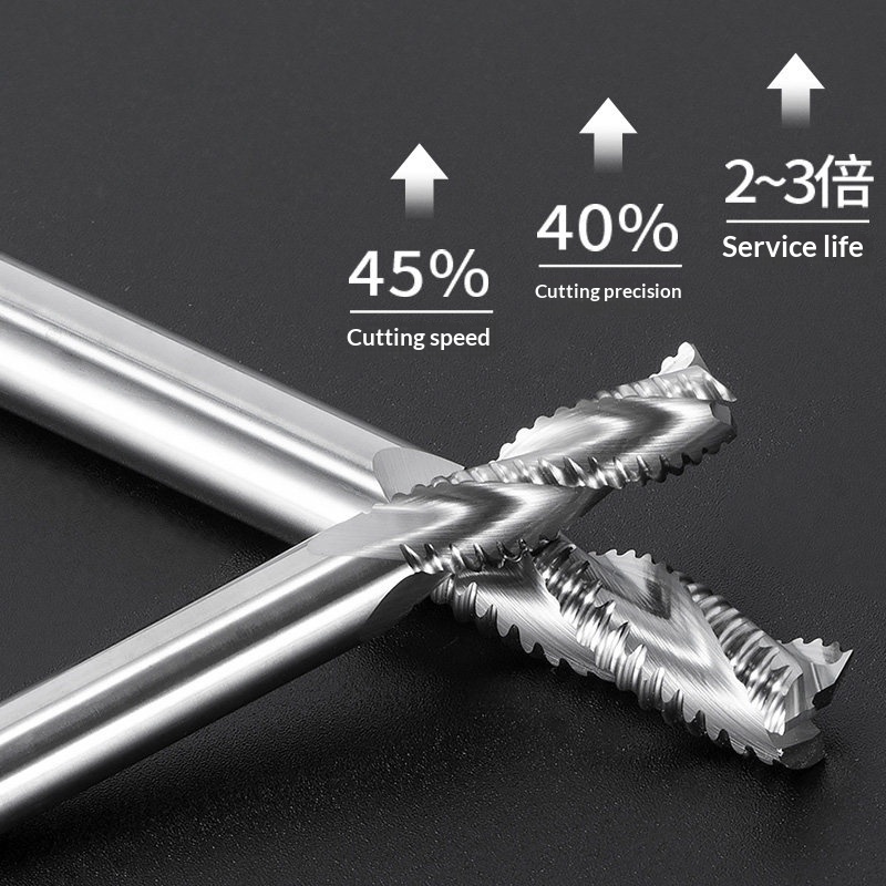 Imported OEM/ODM 55HRC 3-flute Tungsten Steel Non-coated SH55 Model CNC Roughing Cutter Extended Wave Edge End Mill Hengwei