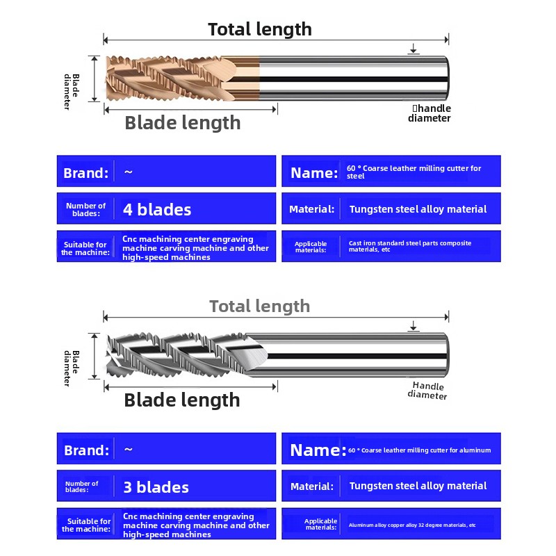 12mm Tungsten Carbide Roughing End Mill for Steel Wave-Cut, Long-Length for Heavy Stock Removal