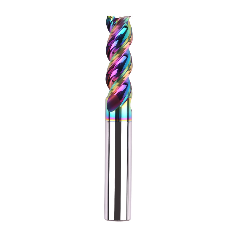 High Gloss DLC Color Coated 3-Flute U-Groove Carbide End Mill HRC55 Integral Tungsten Steel For CNC Aluminum Alloy