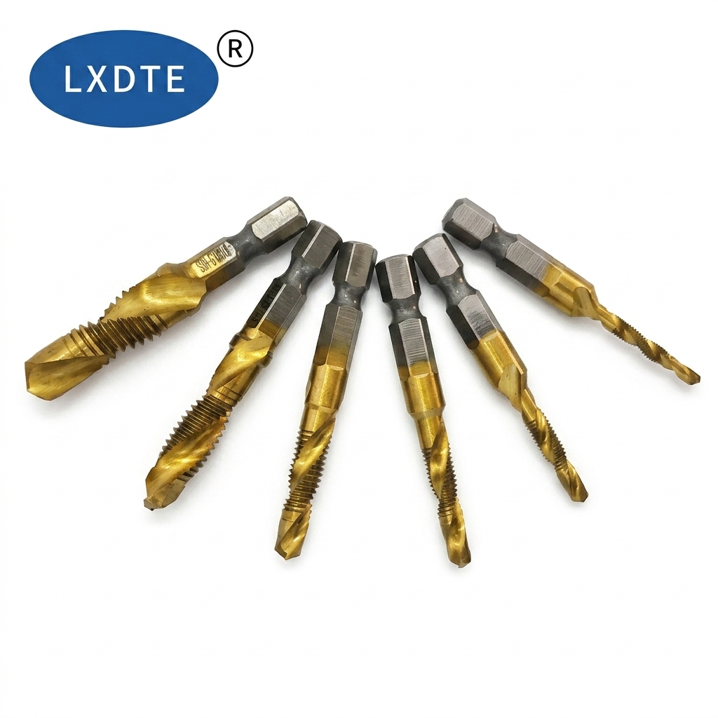 LXD Hex Shank Composite Tap Drill Bit HSS Spiral Flute Step Drill for Drilling Tapping Chamfering Electric Drill Tool