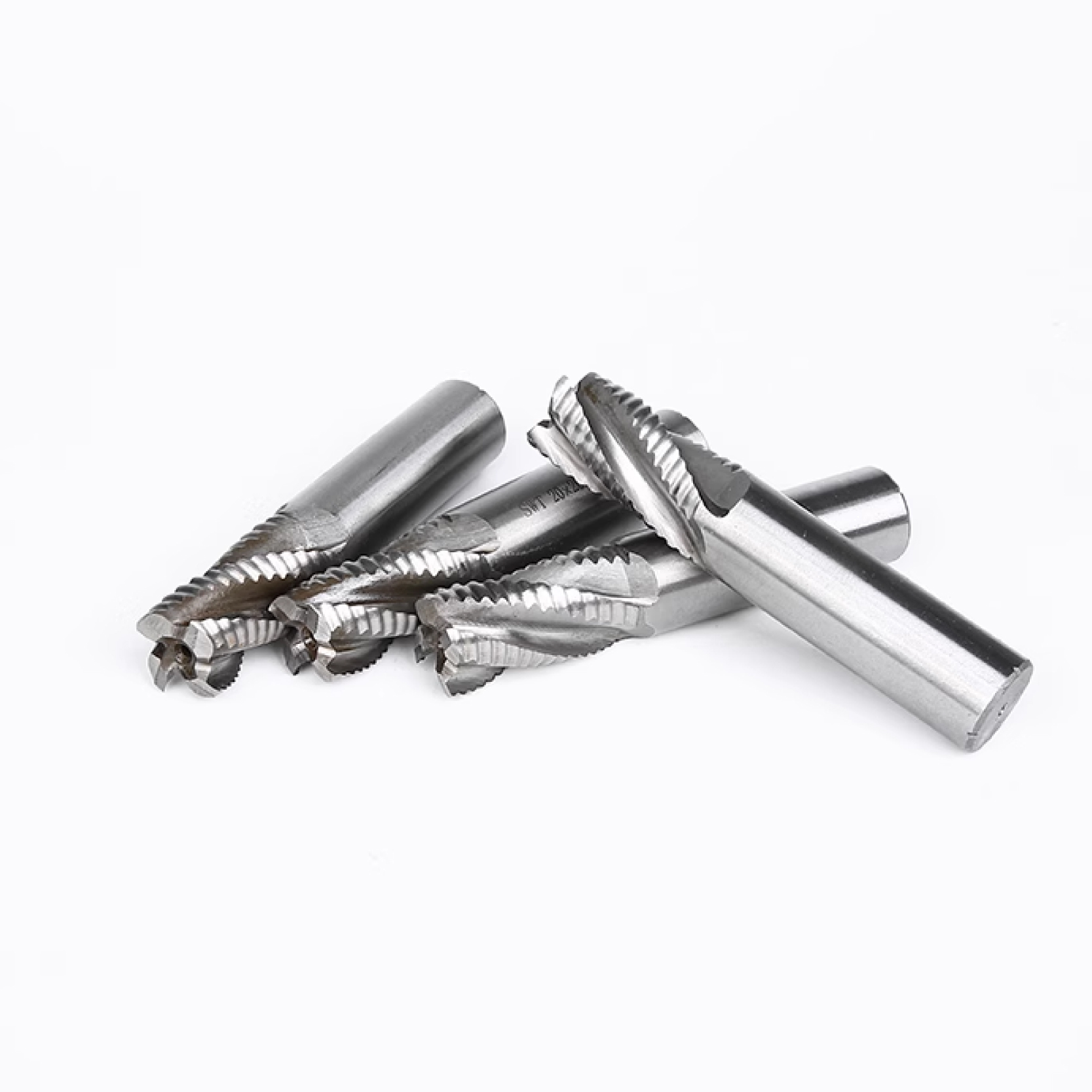 High Speed Steel Tin Coated 4 Flute 35 Helix Angle Wave Edge End Milling Cutter for Roughing Aluminum ODM OEM HRC 65