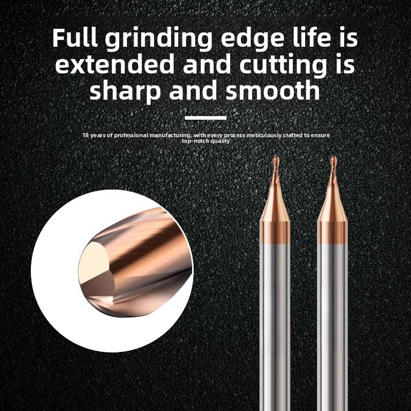 High Precision R0.15 Micro 50mm Ball Nose End Mill Altin Coated 2 Flutes Dlc Coated End Mill For Aluminium