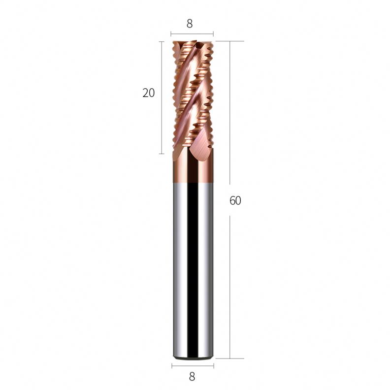 8mm Carbide Roughing End Mill 55&deg; 4-Flute Wave Design for Steel CNC Milling Cutter with Straight Shank