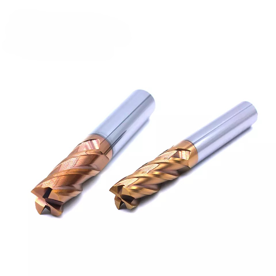 MTS HRC55 Bronze TiSiN Coated 4-Flute Wave-Tooth Solid Carbide Roughing Flat End Mill OEM High Precision CNC Machine Tooling