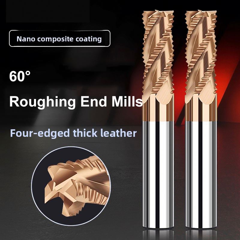 8mm Carbide Roughing End Mill 55&deg; 4-Flute Wave Design for Steel CNC Milling Cutter with Straight Shank