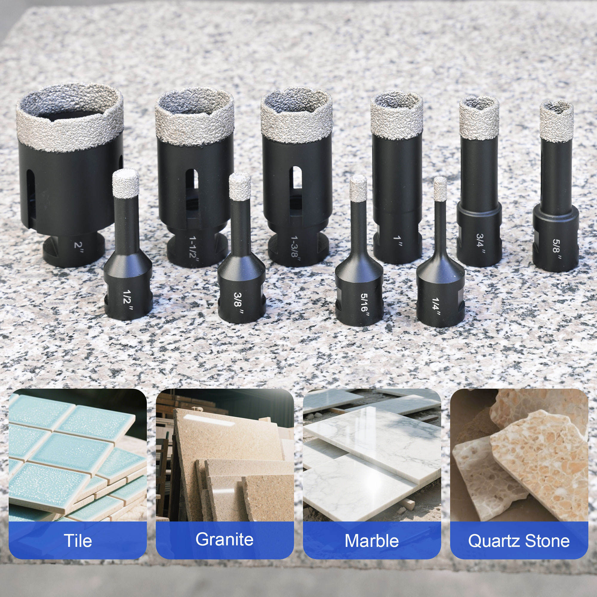 Funlin FLB001-ZT2 Diamond Core Drill Bit 60/62mm Total Length M14 Or 5/8"-11 Shank For Marble/Granite/Porcelain/Tile Drilling