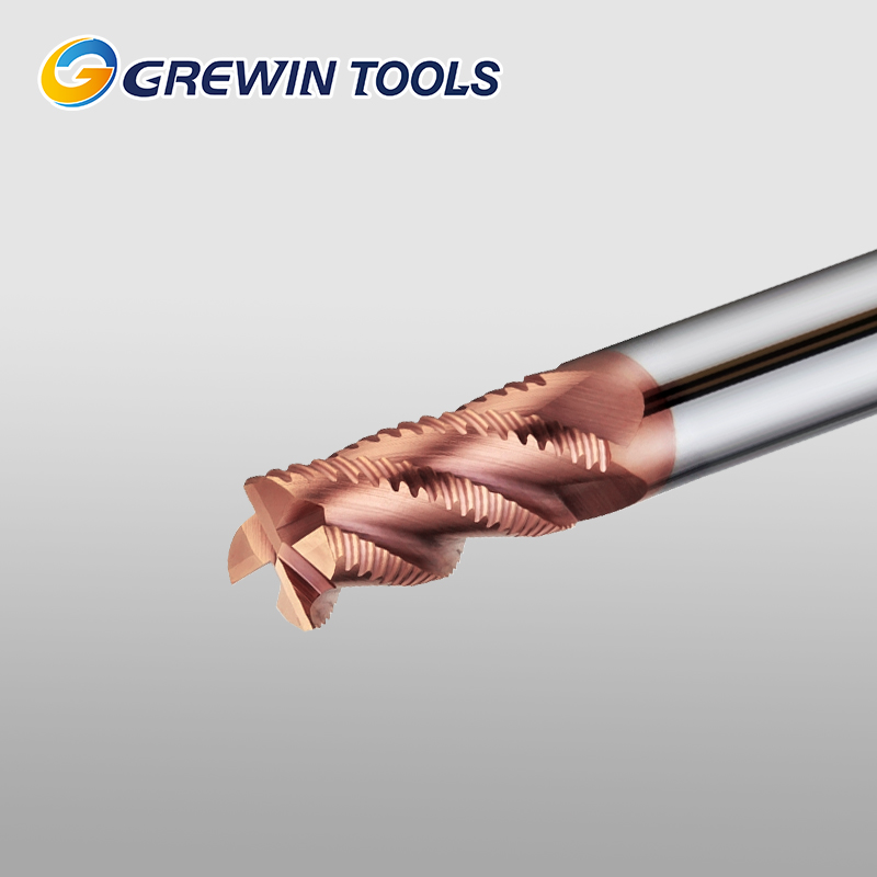 Grewin 4 Flute Roughing End Mill Basic Type Wave Edge Nano Coated Milling Cutter for Alloy Steel Die Steel Cast Iron