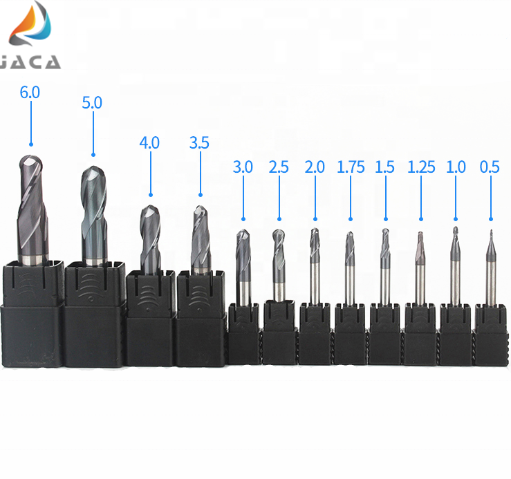 R0.5-12.5mm Ball Nose End Mill/2-4 Flutes Carbide Milling Cutter for Steel