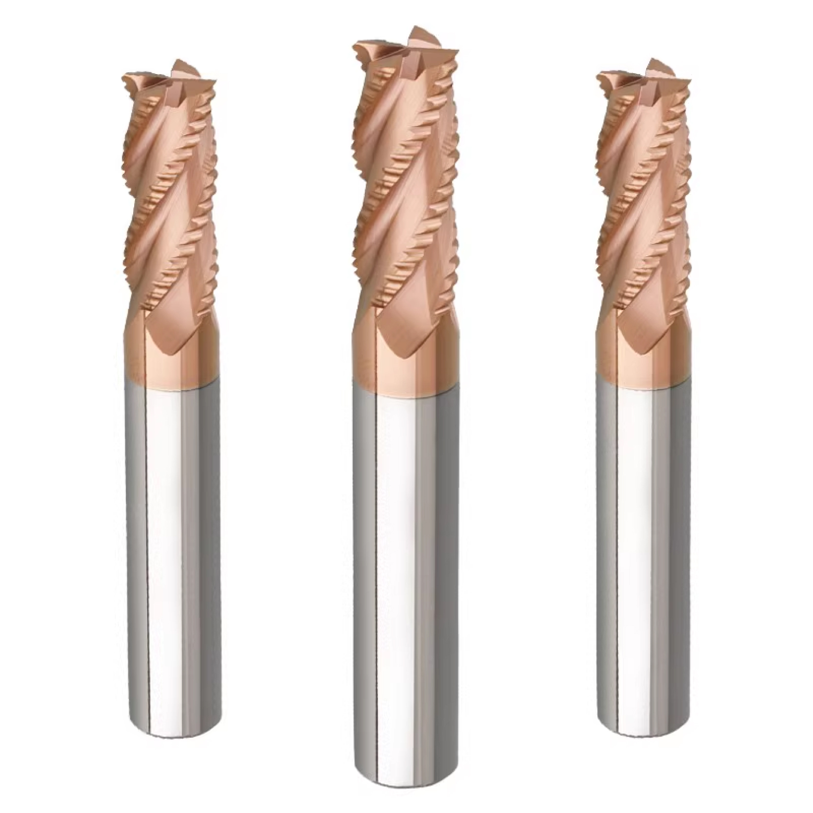 High Speed Steel Tin Coated 4 Flute 35 Helix Angle Wave Edge End Milling Cutter for Roughing Aluminum ODM OEM HRC 65