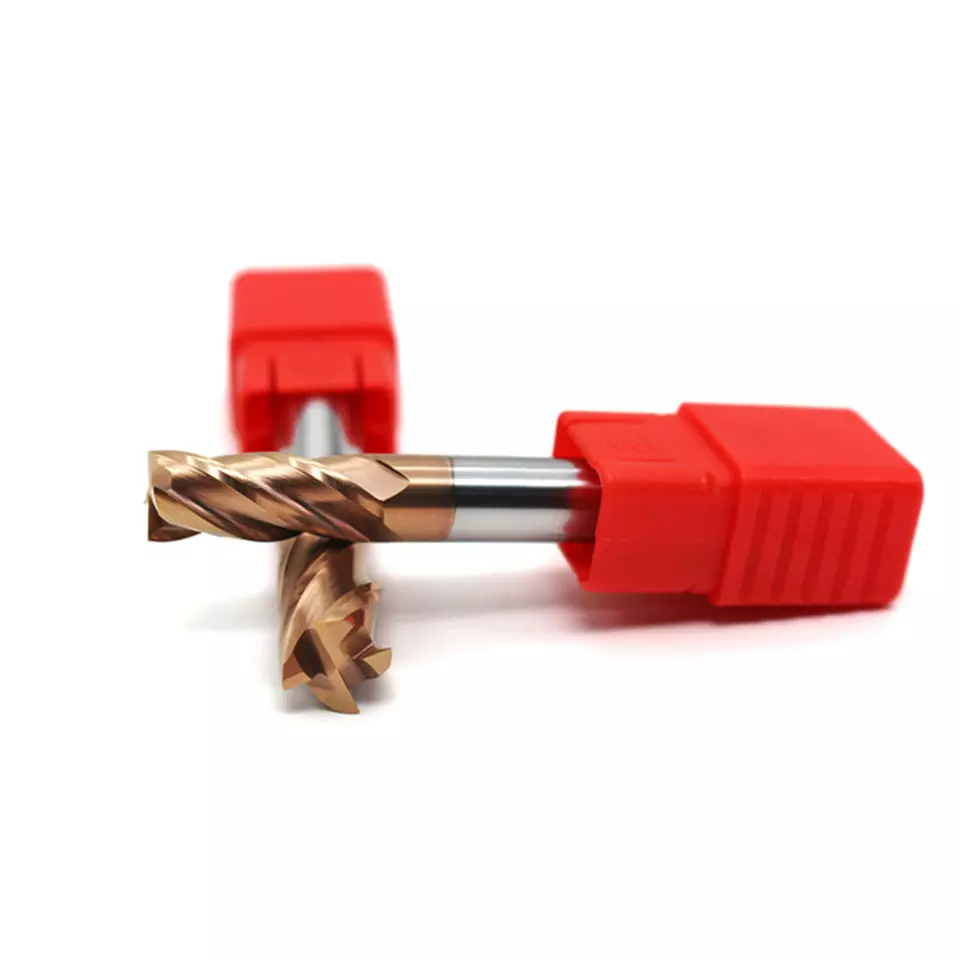 MTS HRC55 Bronze TiSiN Coated 4-Flute Wave-Tooth Solid Carbide Roughing Flat End Mill OEM High Precision CNC Machine Tooling