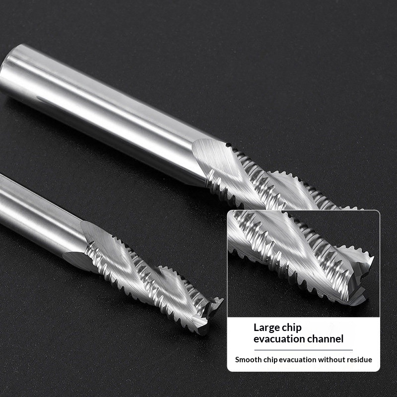 Imported OEM/ODM 55HRC 3-flute Tungsten Steel Non-coated SH55 Model CNC Roughing Cutter Extended Wave Edge End Mill Hengwei