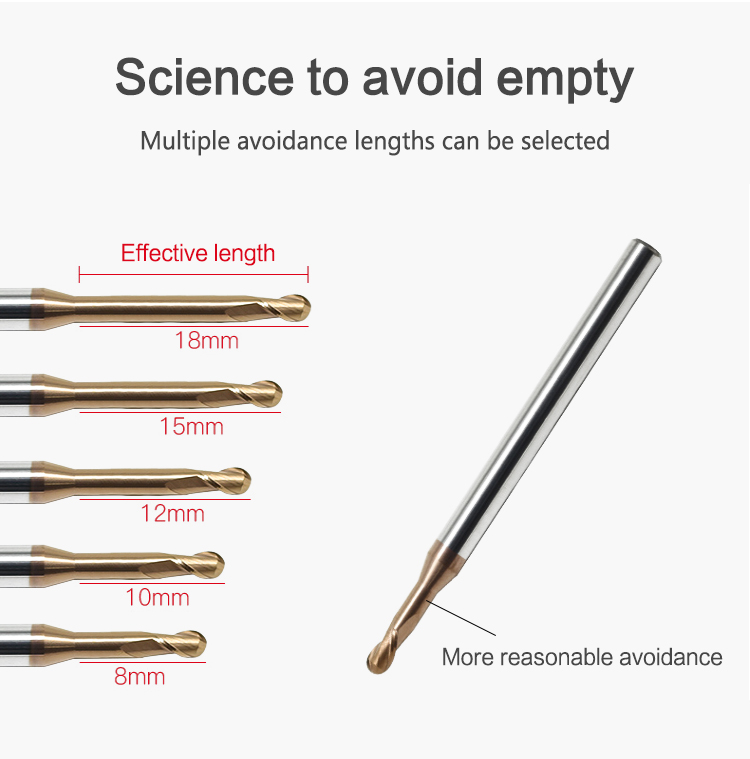 DARUISIKE CNC Router Bits HRC60 Extended 2 Flutes Tungsten Carbide Ball Nose End Mill Cutter OEM R0.5