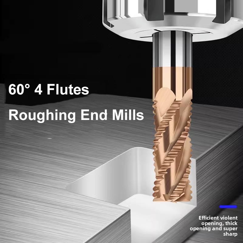 12mm Tungsten Carbide Roughing End Mill for Steel Wave-Cut, Long-Length for Heavy Stock Removal