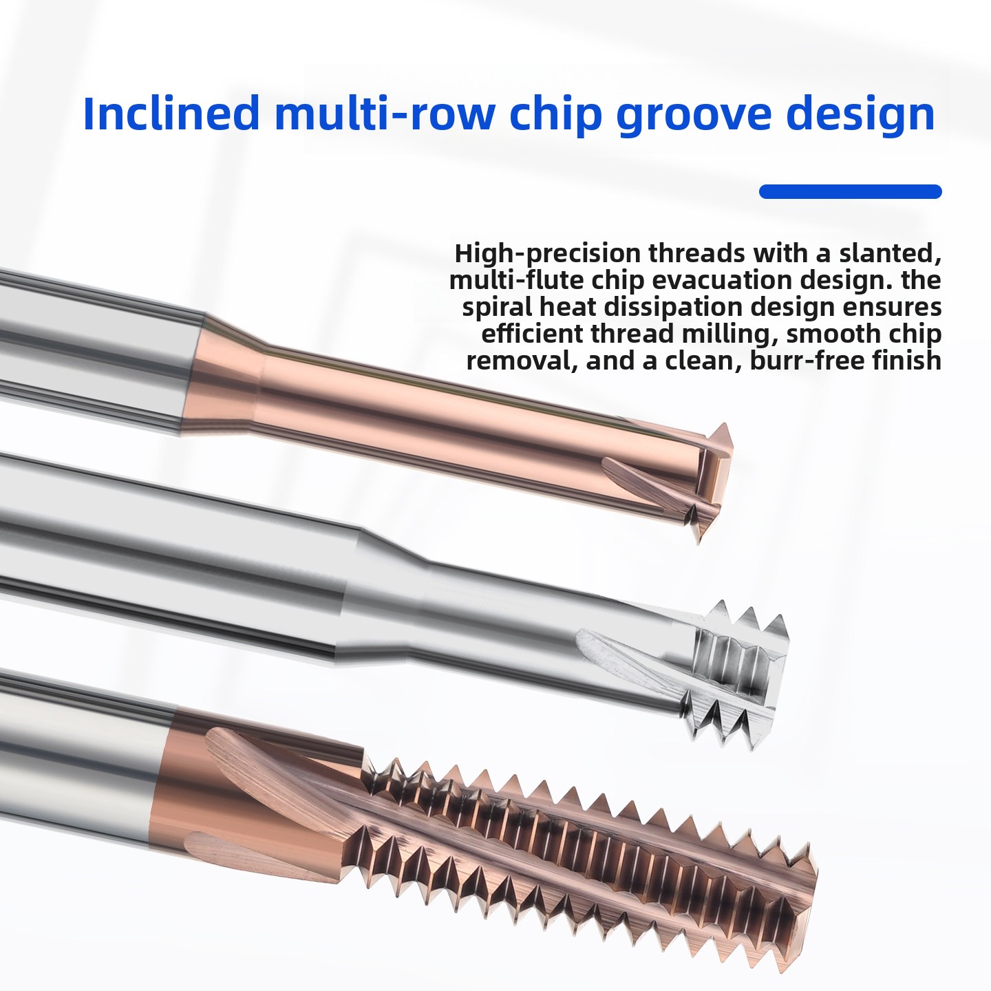 Metric Coated Carbide Thread Millsingle-flute Three-flute Full-thread; for Steel Aluminum; CNC Milling Tap