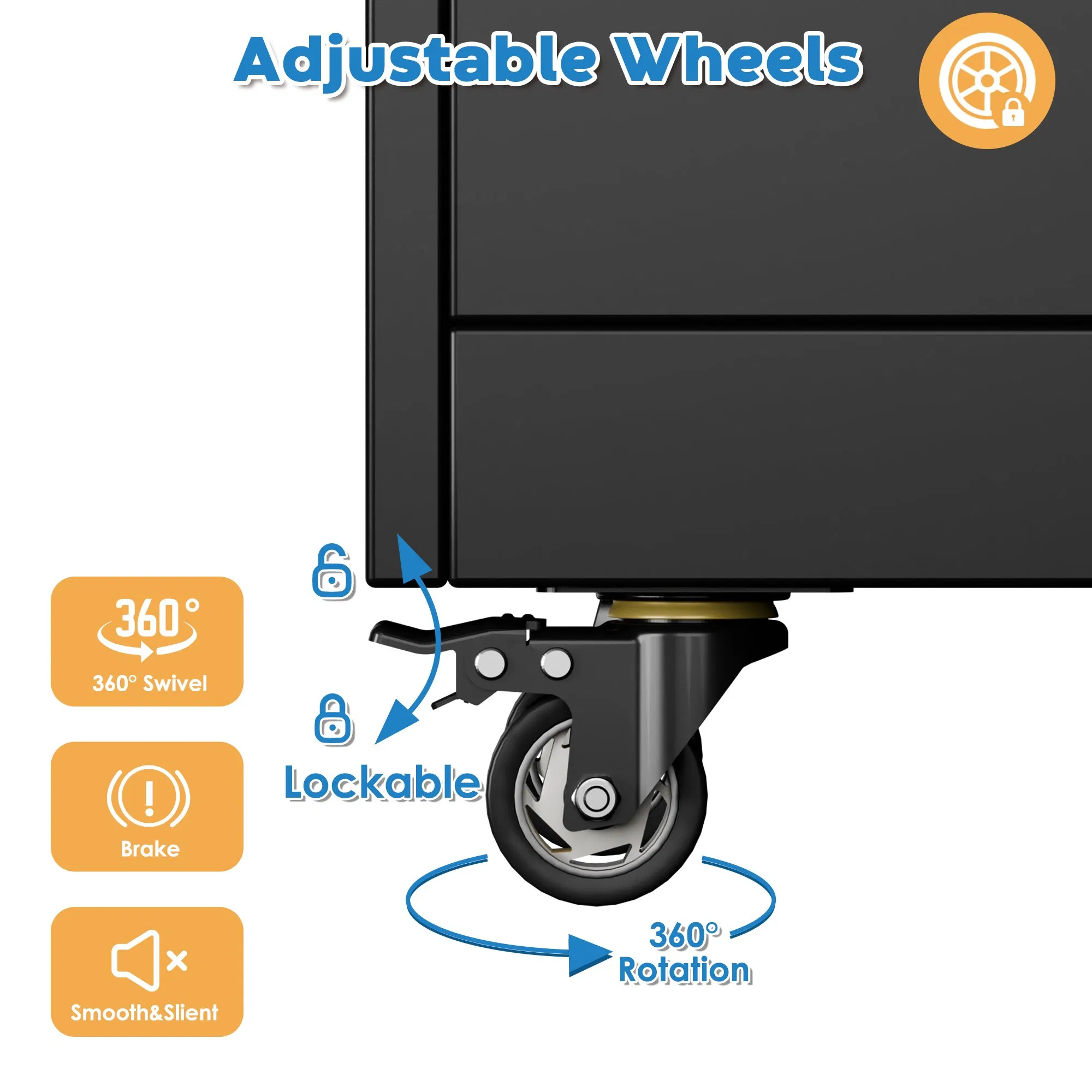 Rolling Tool Cabinet Metal Storage Cabinet with Doors &amp; 4 Adjustable Shelves