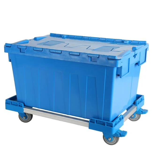 Warehouse Stackable Nestable Plastic Storage Box Container with Hinged Lid Crates