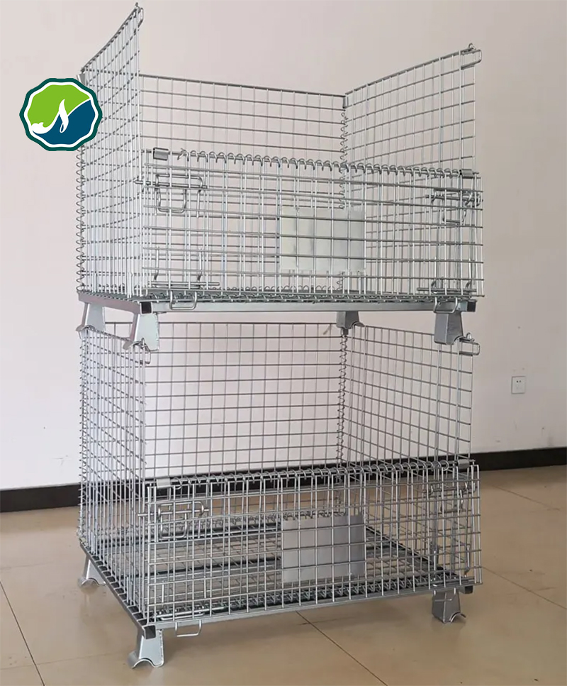 Foldable Metal Turnover Box and Stackable Wire Mesh Pallet Box Wire Mesh