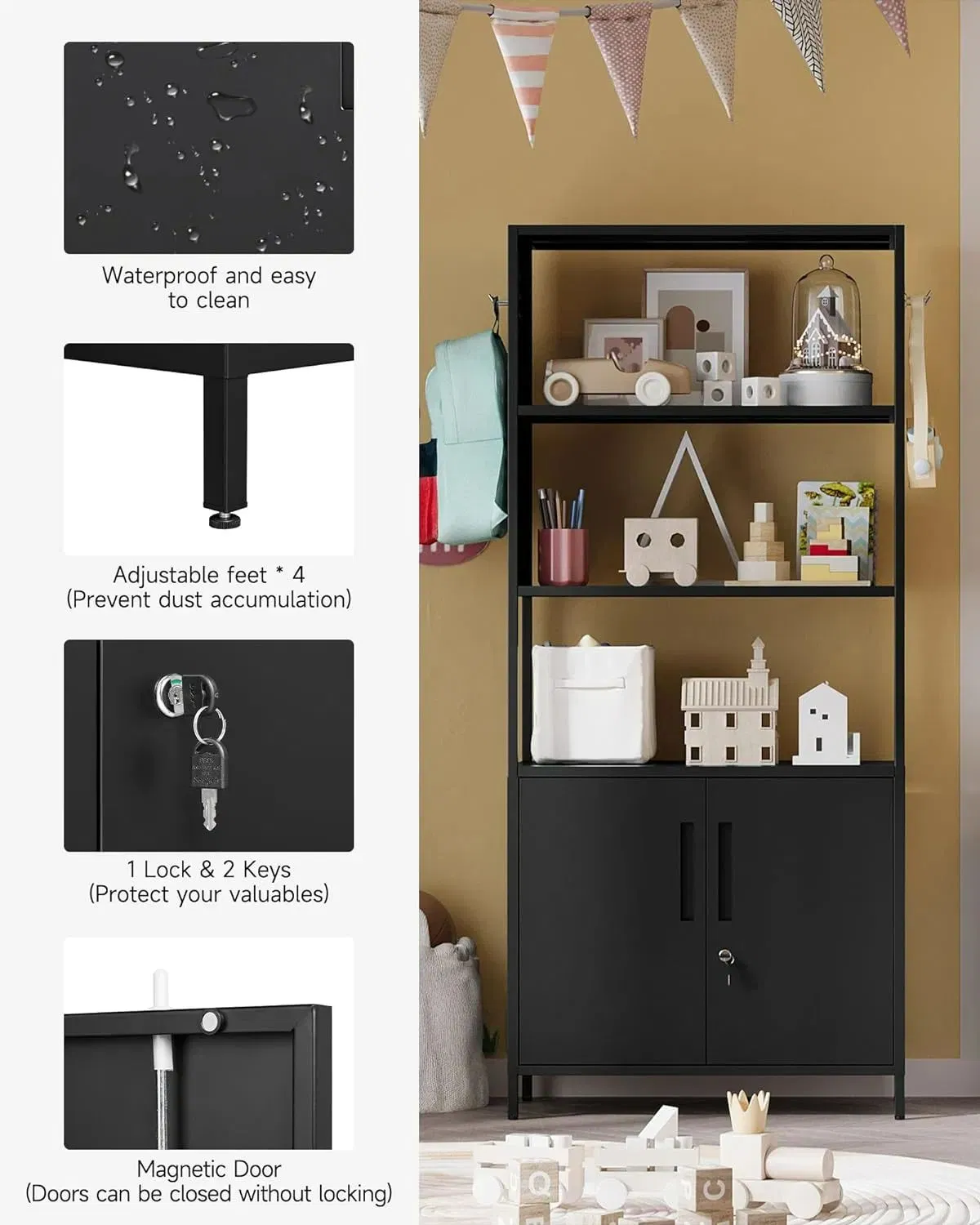 Metal Shelving Unit for Home Office Organization and Storage Solution