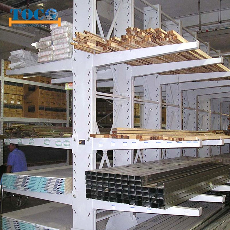 CE Heavy Duty Industrial Single or Double Sided Galvanized Mobile Steel Pipe Timber Storage Metal Rack Structure Cantilever Warehouse Racking with Roof