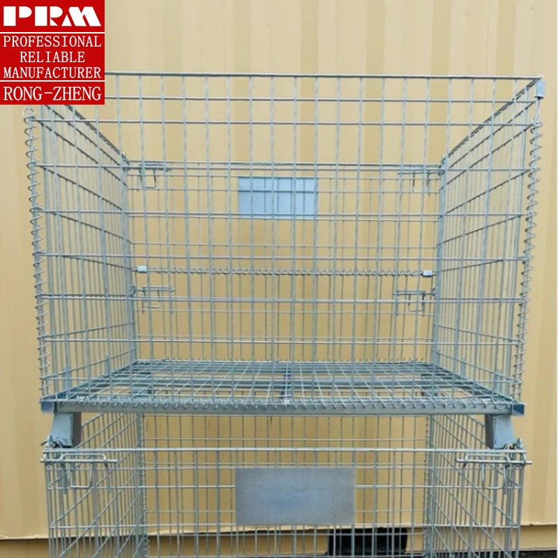 China Manufacture Heavy Duty Galvanized Metal Stackable Foldable Storage Cage