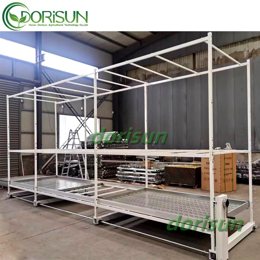 Mobile Storage System Nursery Flower Two Tier 4X8FT Grow Rack Vertical Farming