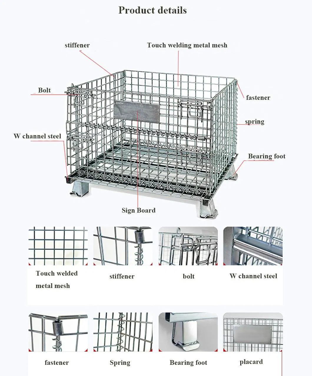 Foldable Galvanized Wire Mesh Roll Cage
