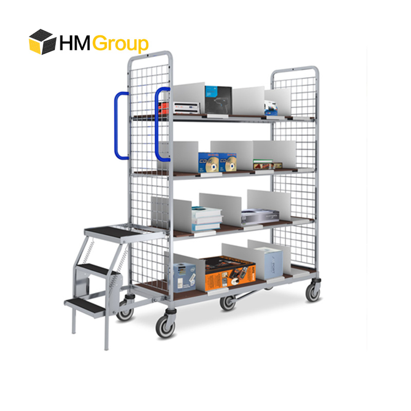 Customized Warehouse Logistic Picking Trolley with Four Wheels