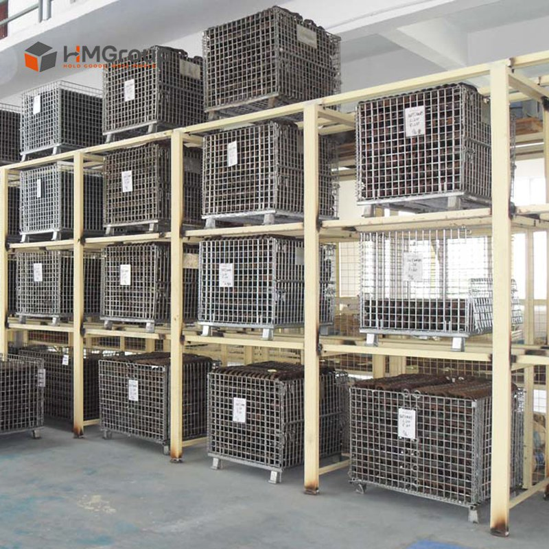Welded Galvanized Collapsible Stackable Storage Heavy Duty Portable Shipping Steel Wire Mesh Cage Containers