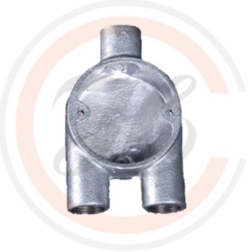 BS4568/En61386 Malleable Iron Y Box 3 Way Circular Boxes Steel HDG 25mm