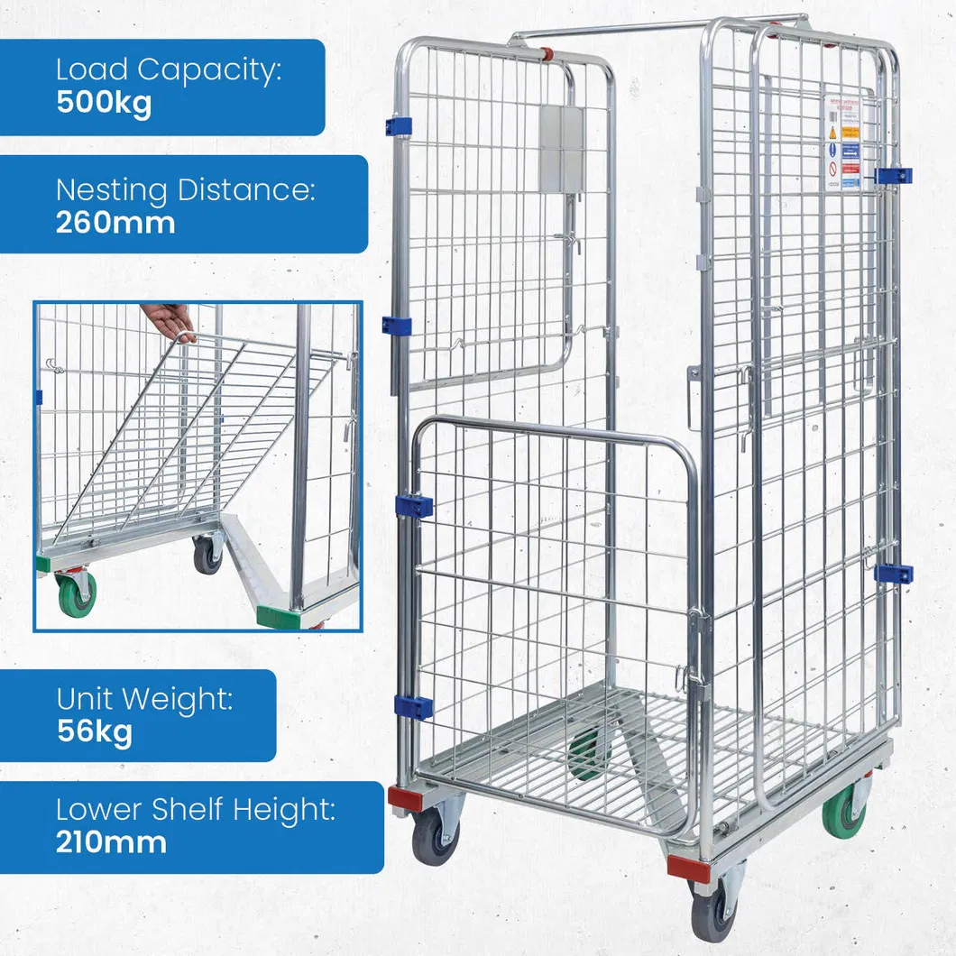 Storage Wire Mesh Roll Cage Trolley 6