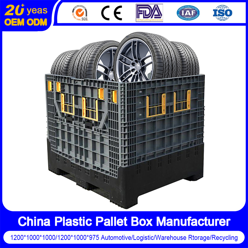 Large Bulk Heavy Duty Large Stackable Folding Collapsible Bulk Plastic Pallet Foldable Box/Bin 800X600 Container for Storage