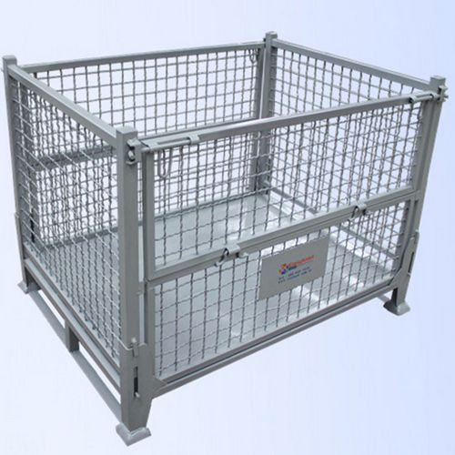 Powder Coated Storage Cage Warehouse Foldable Wire Cage Steel Storage Wire Mesh Container