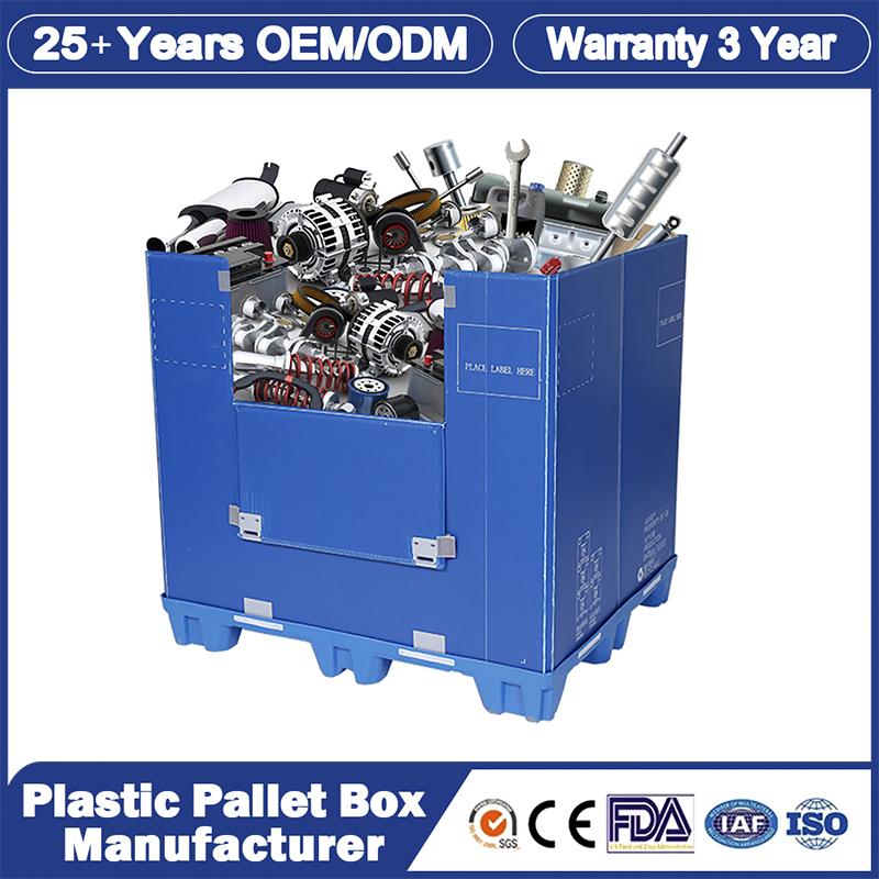 a Locking System Corrugated Bulk Collapsible Container Polybox Wholesale Customized Industrial Plastic Folding Pallet Bulk Container for Cargo Storage