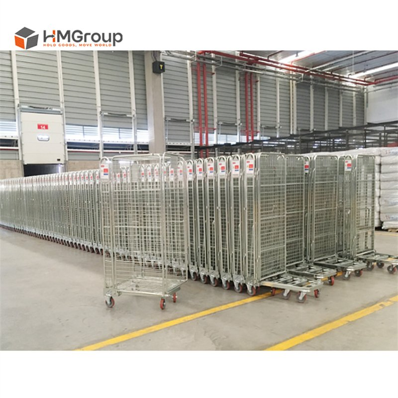 4 Sides Logistic Transportation Storage Wire Mesh Folding Roll Container