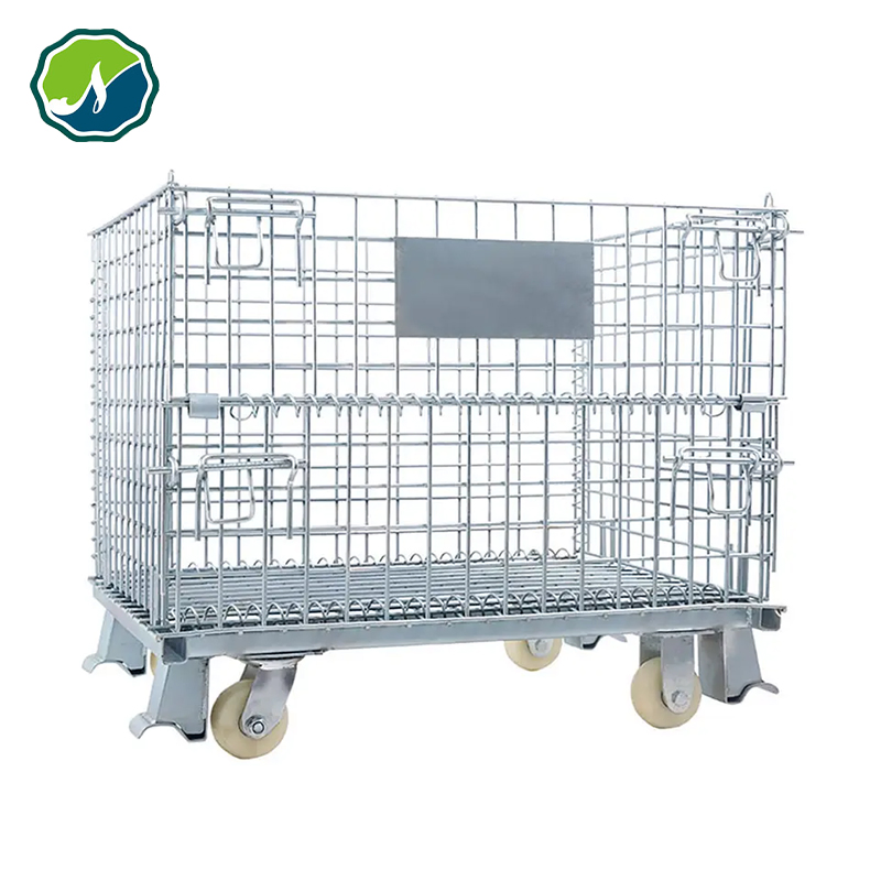 Foldable Collapsible Steel Metal Wire Mesh Storage Cage Pallet Containers, Wire Cages